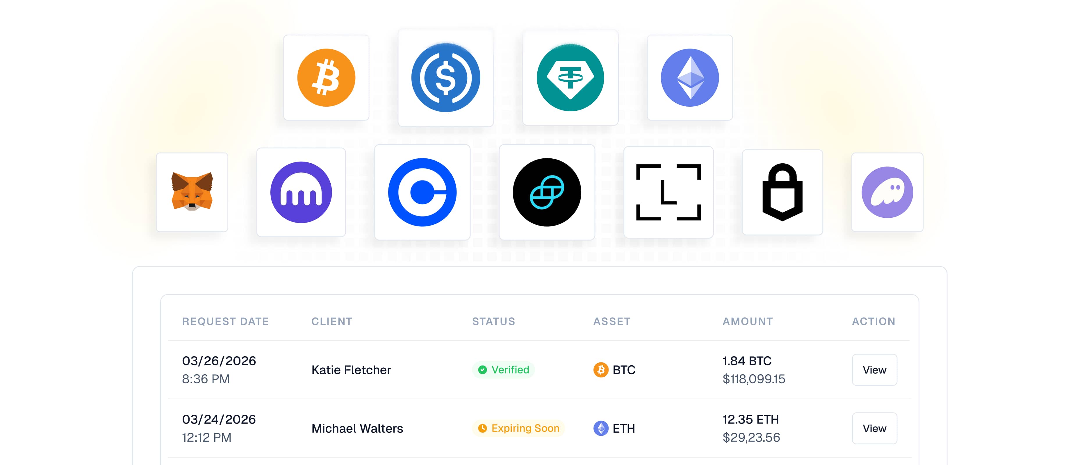 Asset Link dashboard showing verified digital asset requests